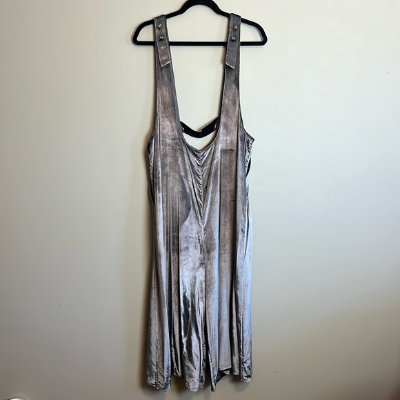 EUC Anthropologie Maeve XL Silver Velvet Wide Leg Oversize Romper Jumpsuit - Picture 2 of 5